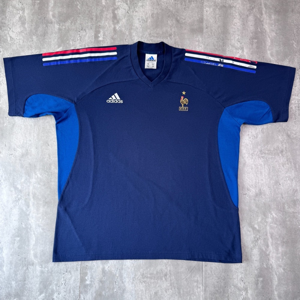 Vintage Adidas France Football T-Shirt Mens XL Soccer Sports Jersey 2002 2004
